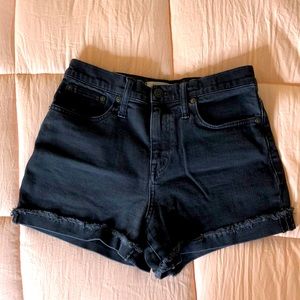 Madewell high rise black denim shorts size 26